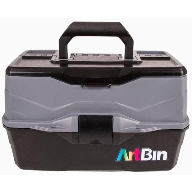 ArtBin 3-Tray Art Supply Box Versatile Organizer for Brushes, Paints, Stamps, and More - Durable Hard Plastic, Secure Closure, Portable with Top Trays and Dividers