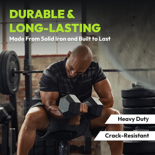 HANDBODE Hex Dumbbell Set - 300-840 lb Rubber Coated Weights with Heavy Duty Rack | Home Gym Strength Training
