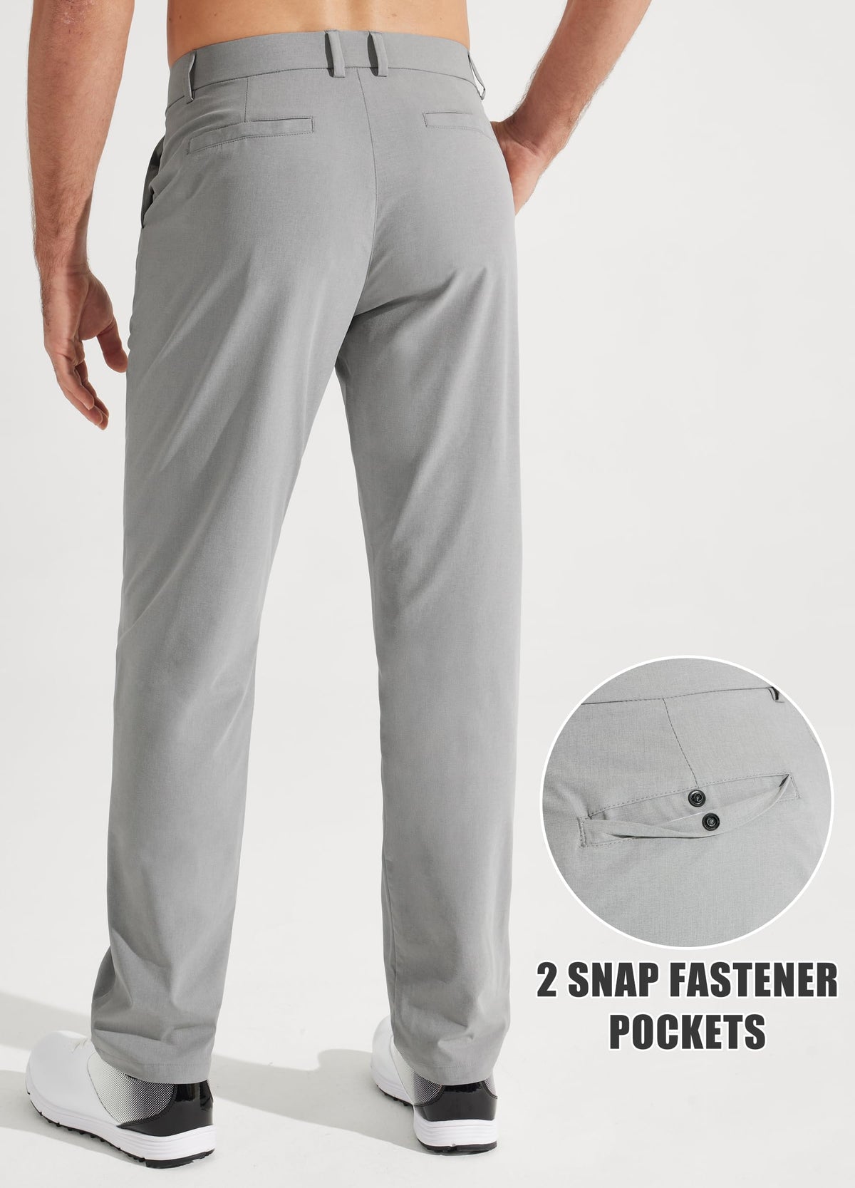 Libin Men's Work Pants Comfy Golf Pants 34" Quick Dry Lightweight Dress Slacks Business Casual Clothing for Men Travel HIiking Outdoor, Light Grey, 33W x 34L