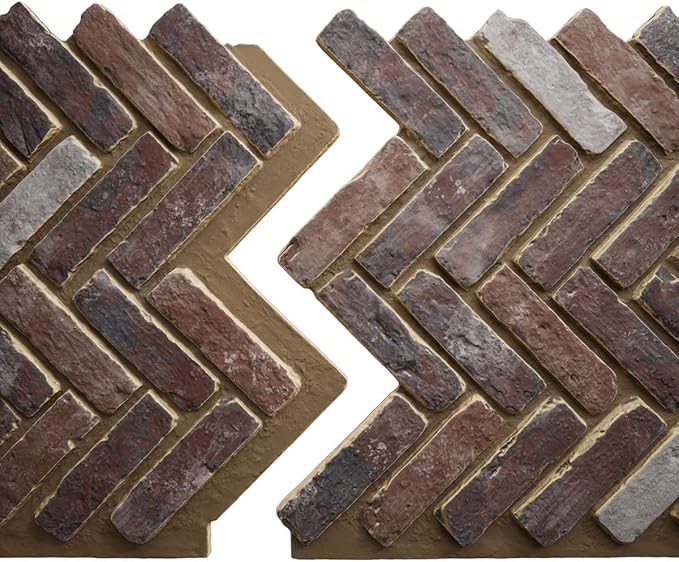 EverStone Herringbone Faux Brick Panel, 46 1/2"W x 25 1/4"H x 1"D, Smokey Rose