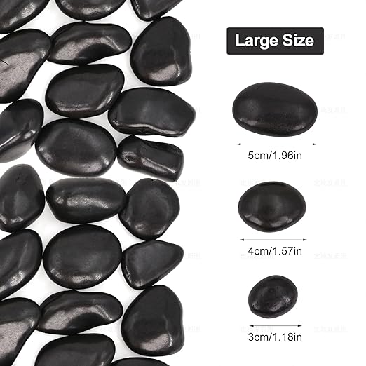 10Ib Black River Rocks for Landscaping-Polished Pebbles for Plants-Garden Decorative Stones-1-2 Large Plant Rocks,Ideal for Aquarium, Home Decor