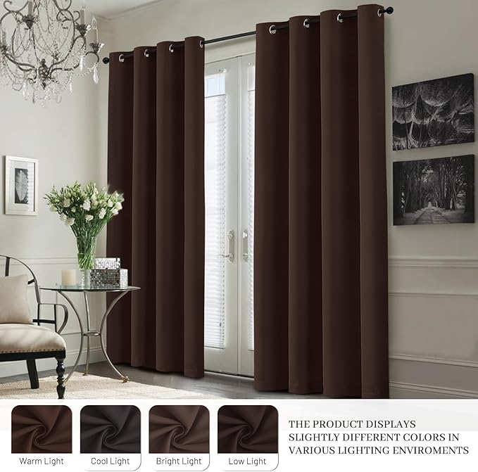 Yakamok 100% Blackout Curtain Panels 84 inches Cold and Light Blocking Drapes