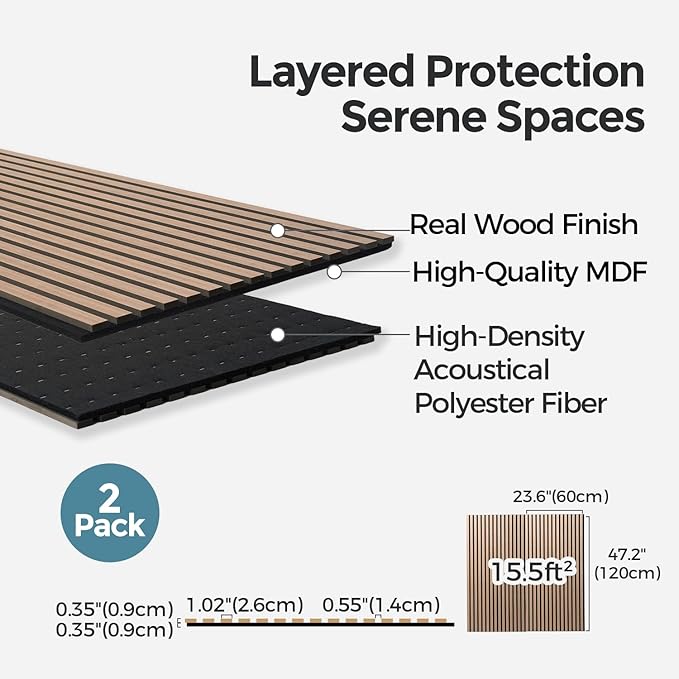 AKUMAX 4 Pack Acoustic Panels, Wood Slat