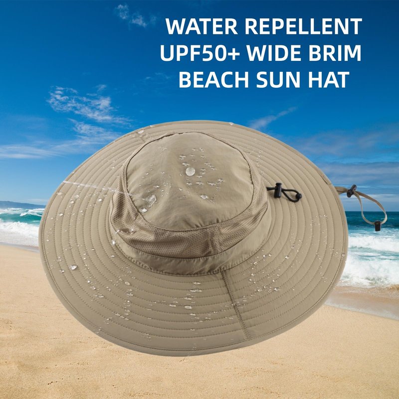 Home Prefer UPF50+ Mens Sun Hat Wide Brim Fishing Hat Foldable Large Brim UV Protection Sun Hat for Men Women Beach Gardening (Khaki)