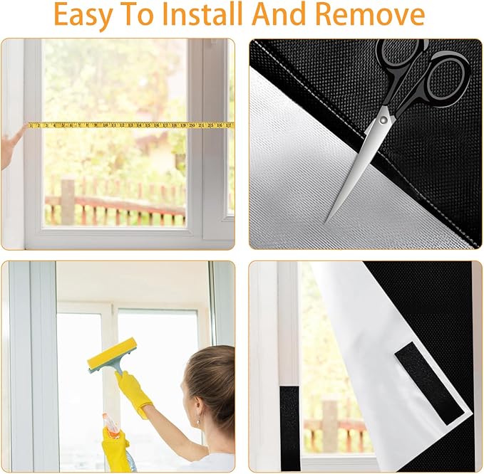 Blackout Blind，118x57 inches Portable Black Out Blinds Stick On Window