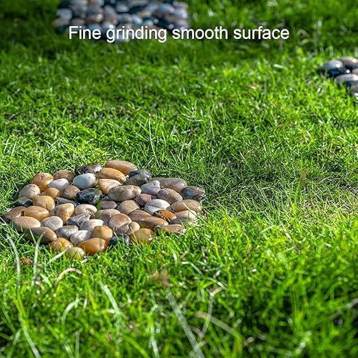 6 PCS Natural River Rock Stepping Stones for Garden Walkway - 9.5'' Hexagon Pebble Mats with Non-Slip Mesh Backing - Decorative Outdoor Stone Pavers for Patio, Lawn, Backyard Path & Landscaping Decor