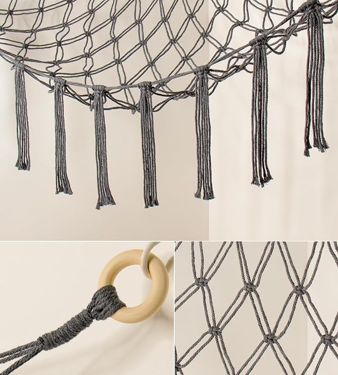 Stuffed Animal Storage Hammock Net - Toy Hammock Net for Stuffed Animals Corner - Hanging Stuff Animal Organizer Holder Large Size Baby Nursery Room Decor-Grey