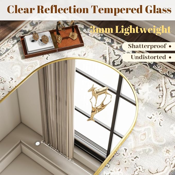 VooBang Wide Arched Wall Mirror, 38 x 40 inch Arch Bathroom Mirror, Wall