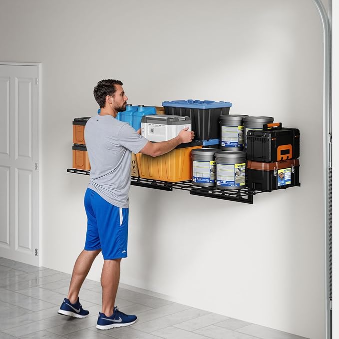 FLEXIMOUNTS 2x4ft Garage Shelving Wall-Mounted, Holds Up to 200 lbs, Garage
