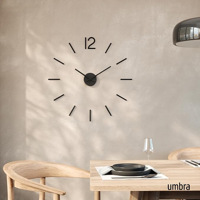 Umbra Blink Modern DIY 3D Wall Clock, Frameless Large Decorative Wall Clock