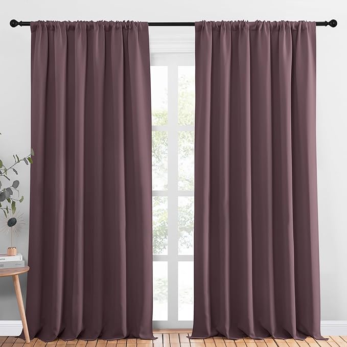 NICETOWN 2 Panels Blackout Curtains, Rod Pocket Thermal Insulated Drapess