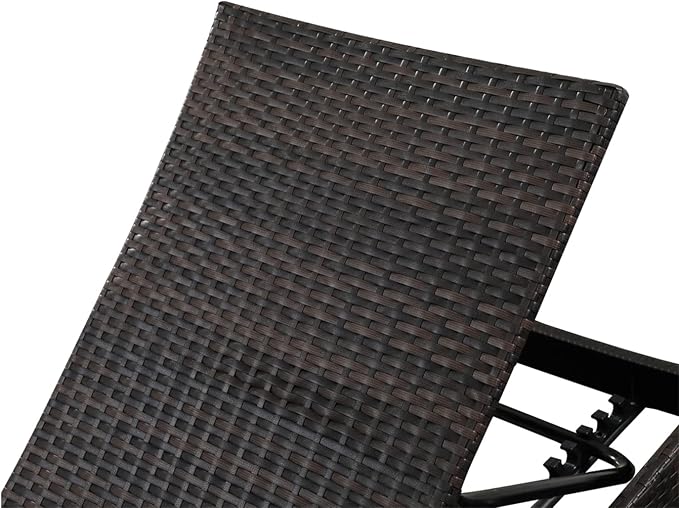 PE Rattan Adjustable Backrest Chaise Lounge Set 4 with 1 Side Table, Outdoor Pool Recliner Patio Chairs Lounge Chair Set 4 with 1 Coffee Table for Outside Beach Poolside Sunbathing