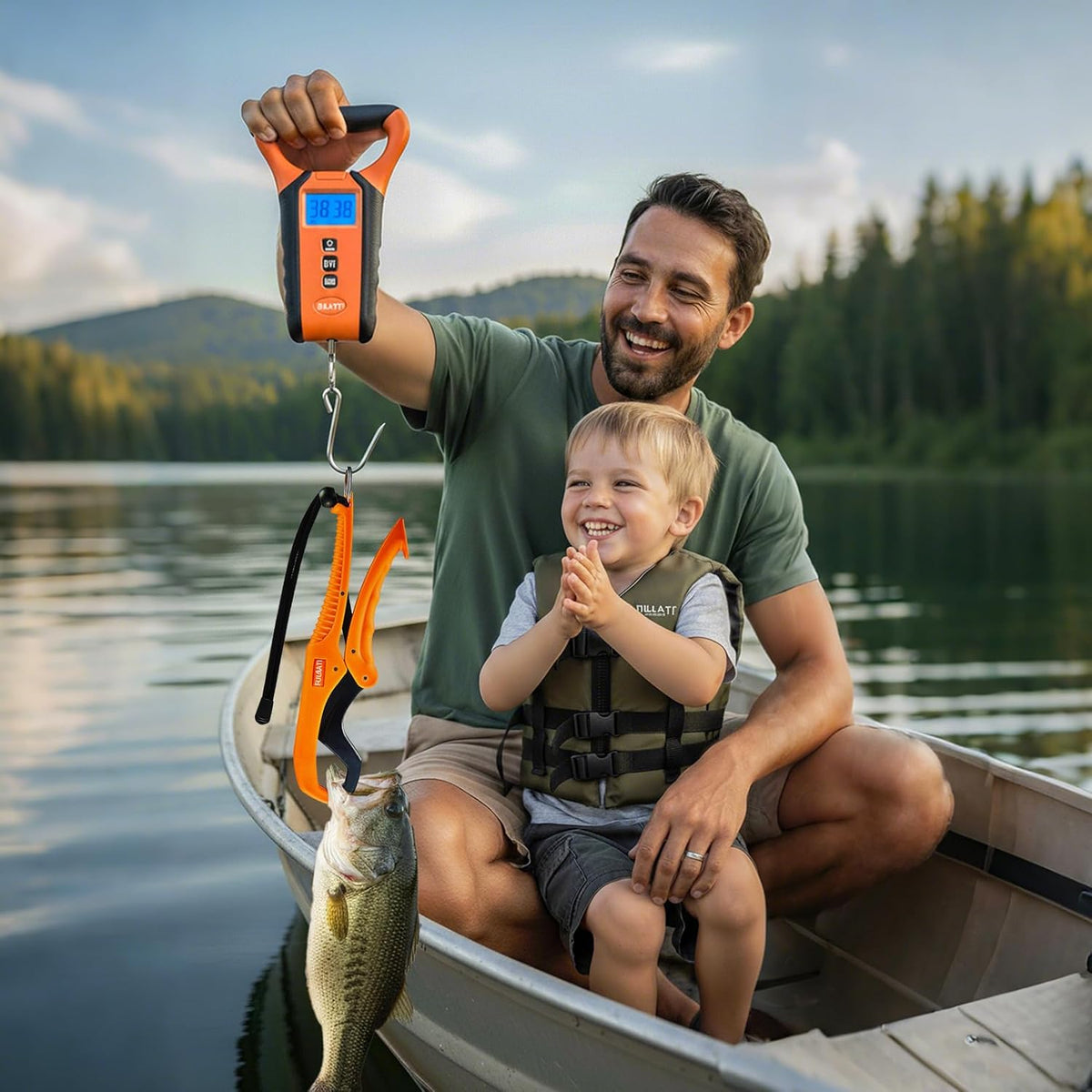 Skiennix Fish Scale - Waterproof Digital Weighing Scale with Backlit LCD Display, 110lb Capacity & Carry Case