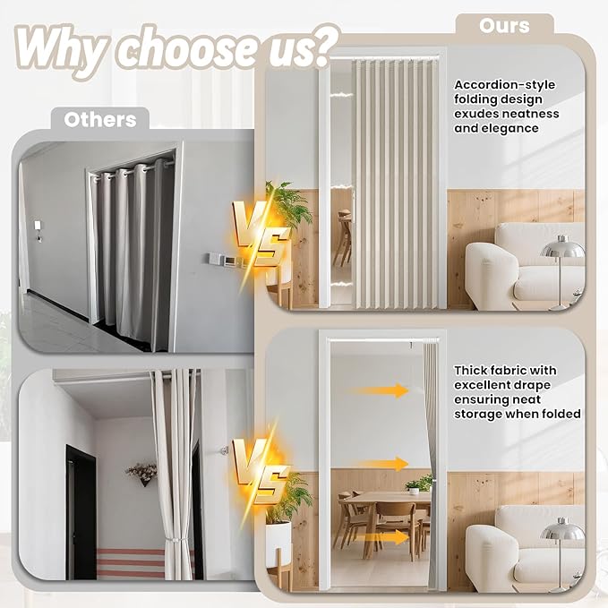 AJAZZ Blackout Accordion Door Curtains