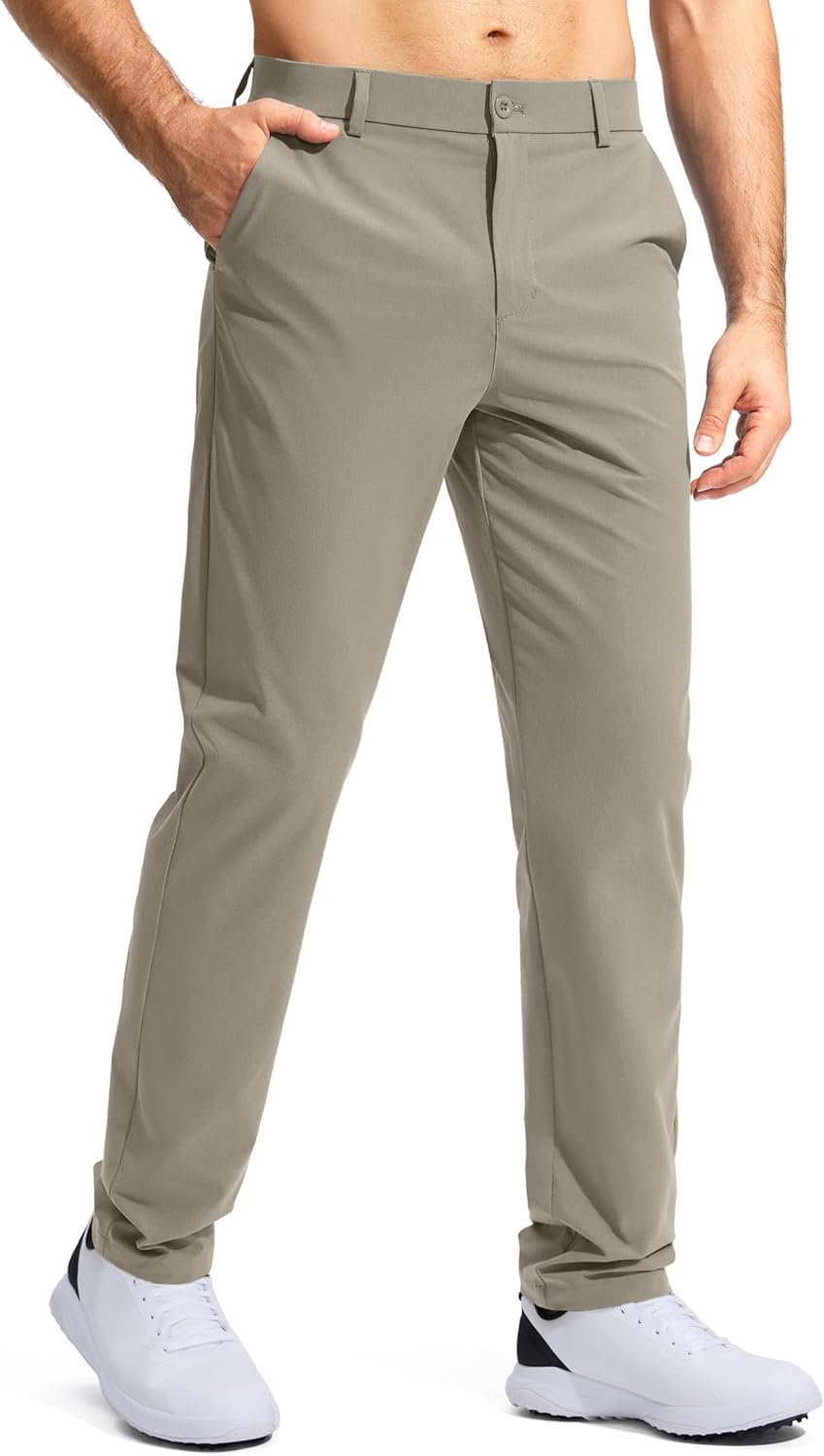 Pudolla Men's Golf Pants - Lightweight Stretch Casual Slacks with Pockets | Quick Dry, Comfy Fit (30"/32"/34")