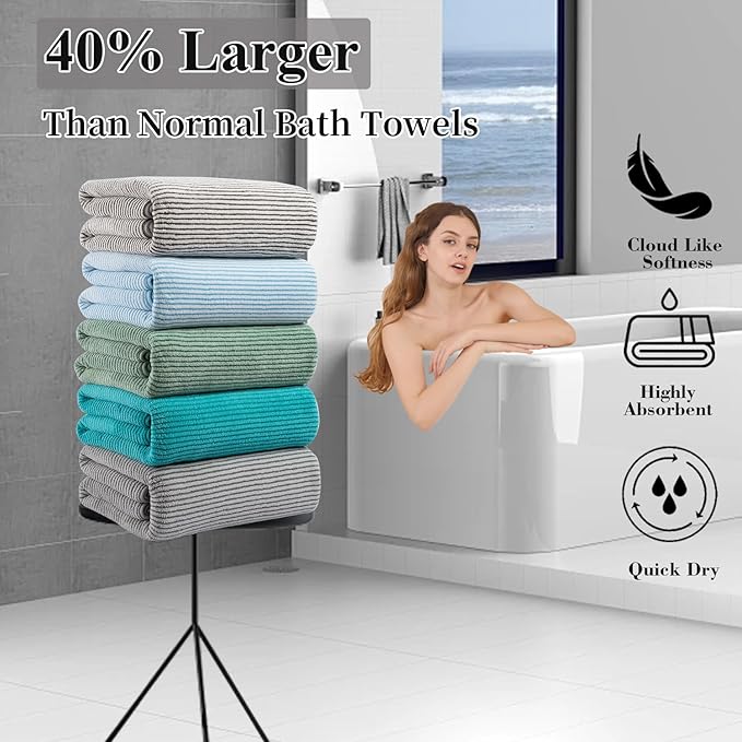 4 Piece Bath Towel Set 35"x70"Oversized Bath Towel for Bathroom Ultra Soft Fluffy Extra Large Bath Sheet Luxury Premium Bathroom Towel Highly Absorbent Quick Dry Shower Towel for Hotel Spa,Green