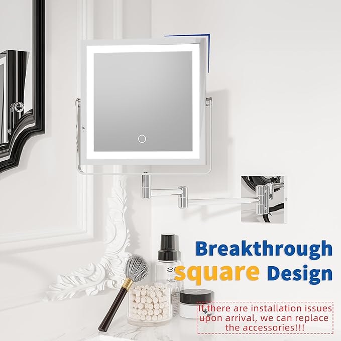 Ruacq Rechargeable Wall Mounted Makeup Mirror