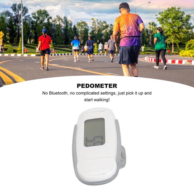 Pedometer for Walking, Accurate Simple Step Counter with Large Digital Display, USB Rechargeable Portable Step Clip on for Seniors (White)