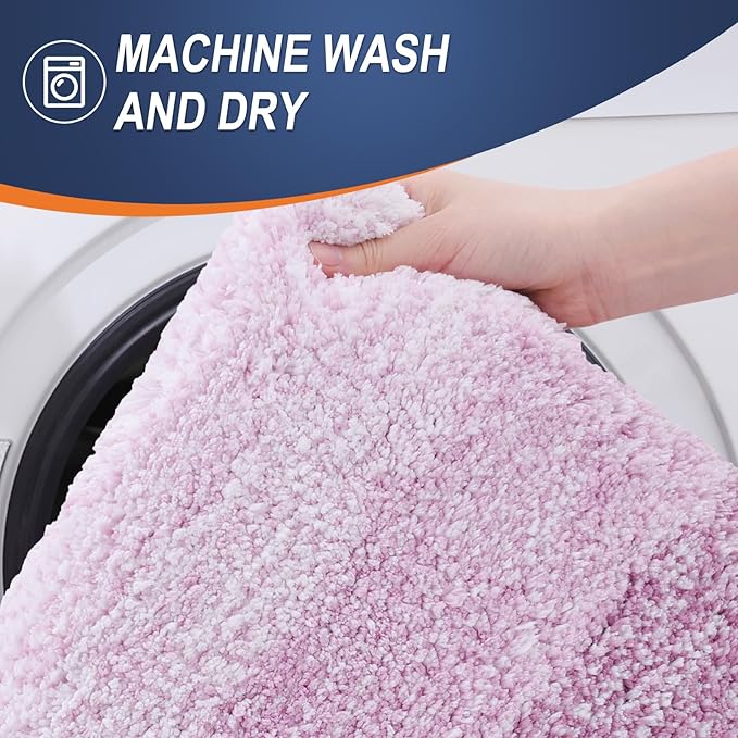 OLANLY Bathroom Runner Rugs 54x24, Extra Soft Absorbent Microfiber Bath Rugs, Rubber Backing, Quick Dry, Washable Bath Mats for Bathroom Floor, Tub and Shower, Home Decor Accessories, Pinkish-Purple