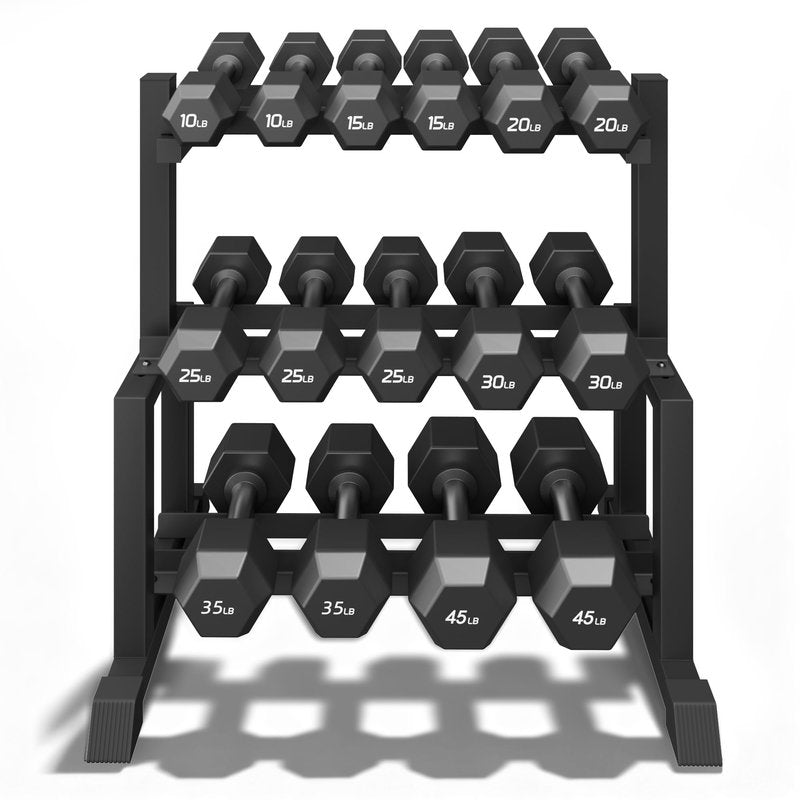 VOPEAK 1100LB Capacity Dumbbell Rack - 3-Tier Heavy Duty Weight Rack & Dumbbell Stand for Home Gym, Adjustable Storage Organizer for Dumbbells, Kettlebells, Space-Saving Weight Stand-(Rack Only)