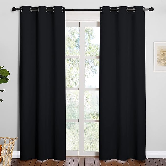 NICETOWN Thermal Insulated Black Blackout Curtains/Drapes 84 inches Length 2