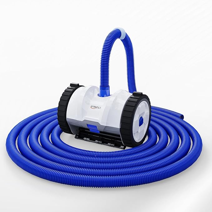 VINGLI Automatic Pool Cleaner for Inground Pools – Suction-Side Pool Vacuum with Powerful Wall-Climbing, 40FT Tangle-Free Hose, Ultra-Quiet Operation – Navy Blue & White