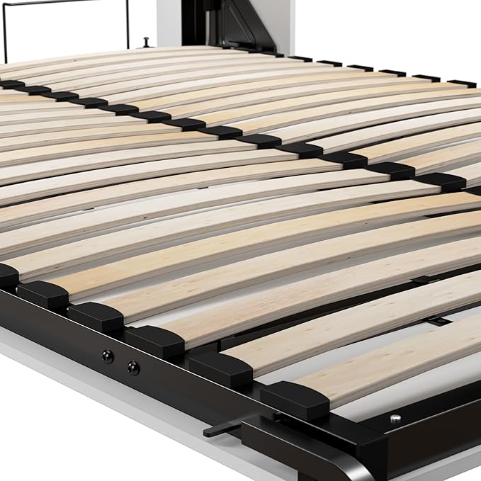 Bestar Claremont Full Murphy Bed with Closet Organizer (79W) in White, Space-Saving Sleeping Arrangement for Multipurpose Room