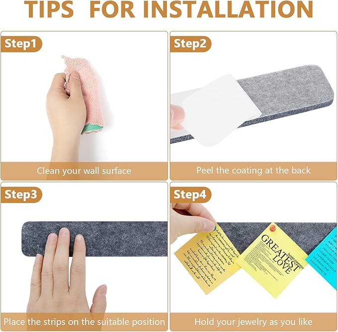 8 Packs Felt Pin Board Bar Strips Bulletin Board