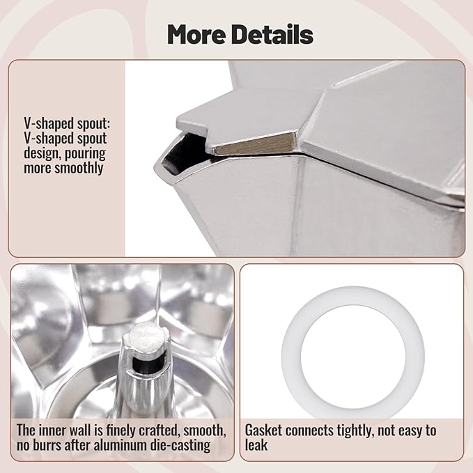 14 Cup Aluminum Moka Pot Classic Stovetop Espresso Coffee Maker 700ml 23oz Coffeemaker Percolator Mocha Pot Greca Coffee Maker Cafe Makers for Italian and Cuban Café Brewing Silver