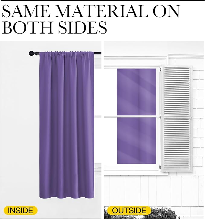 NICETOWN Window Curtains for Bedroom, Lilac Purple, 2 Panels, W42 x L48 -Inch