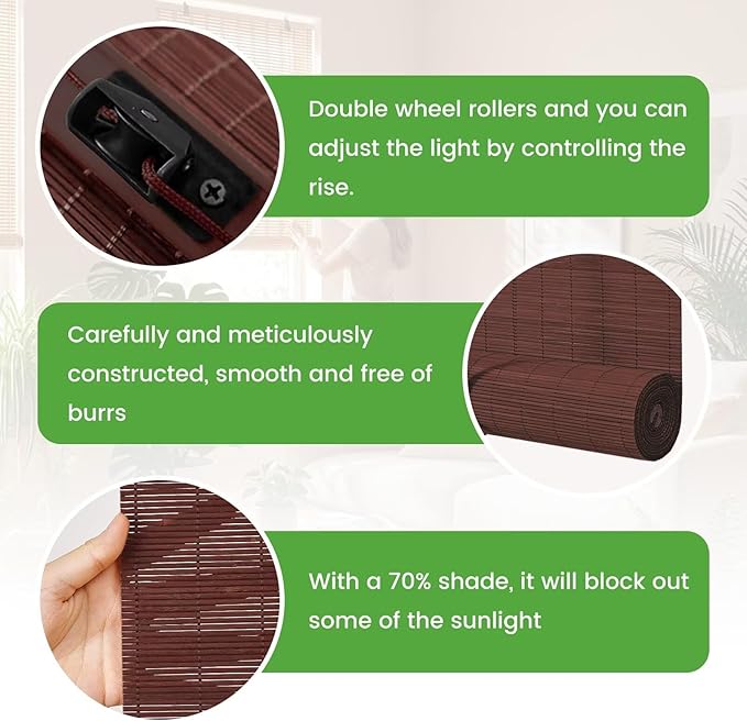 Bamboo Blinds, Custom Sizes Roller Shades