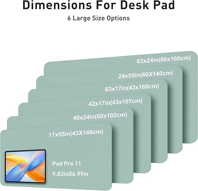 Aothia Faux Leather Desk Mat - Large Mouse Pad, Non-Slip PU Leather Blotter, Waterproof Writing Surface for Office and Home (Light Blue, 40" x 24")