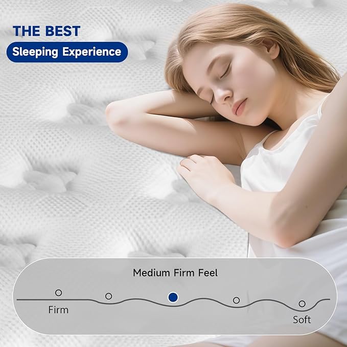 Twin Size Mattress in a Box 10 Inch Hybrid Mattress [Enhanced Stability], Medium Firm Construction with Memory Foam and Pocket Coils, Reinforced Edge Support