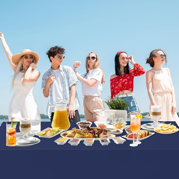 WNINK 6 Pack Navy Blue Tablecloths Dark Blue Rectangle Disposable Plastic Table Cloths 54" x 108" for Birthday, Retirement, Bridal Shower, Wedding, BBQ, Picnic Parties