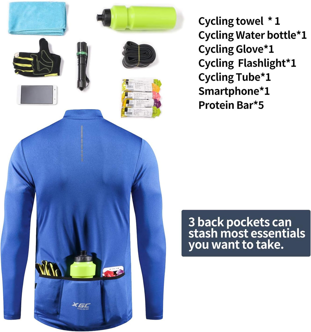 XGC Men's Short/Long Sleeve Cycling Jersey Bike Jerseys Cycle Biking Shirt with Quick Dry Breathable Fabric