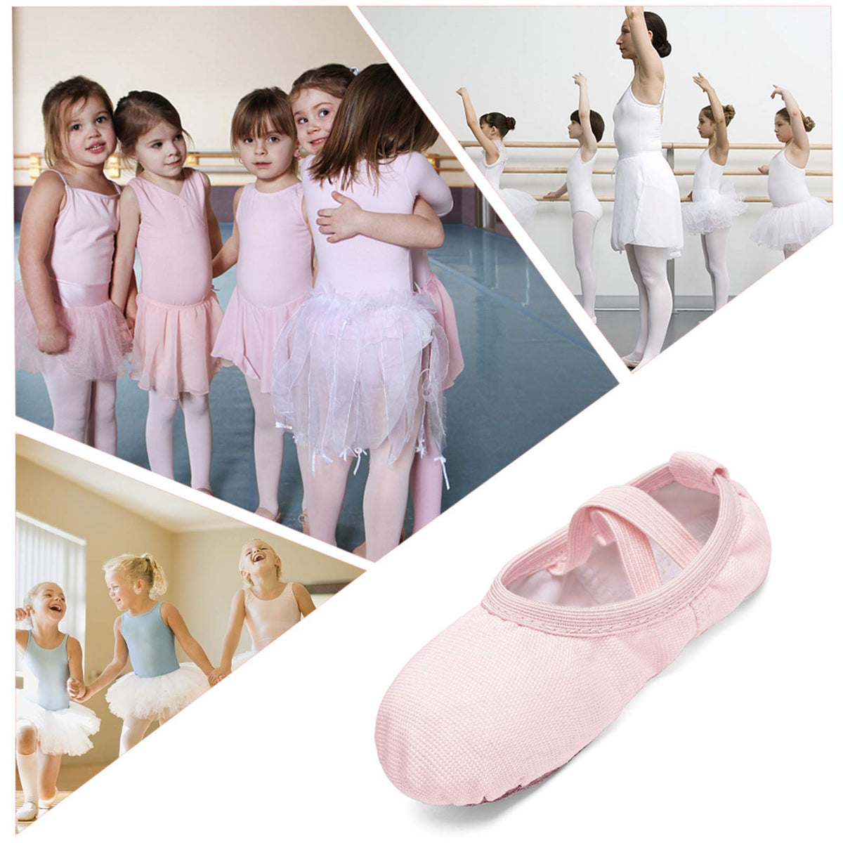 Stelle Canvas Ballet Shoes Toddler Girls Ballet Slippers No-Tie Boys Dance Shoes(Ballet Pink,11ML)