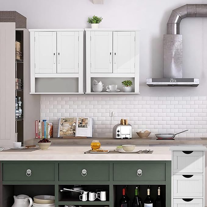 VINGLI Bathroom Wall Cabinet 21"x8.5"x25" Modern White Medicine Wall Mount