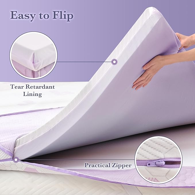 SINWEEK 3 Inch Memory Foam Mattress Topper Queen Size, Soft and Medium Mattress Pad for Back Pain Relief, High Density Foam Bed Topper with Textured Cover, CertiPUR-US Certified