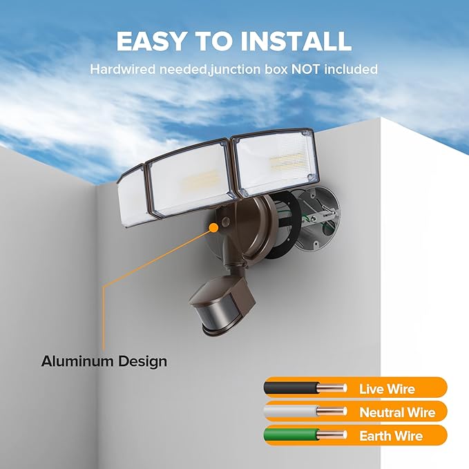 LUTEC 2 Pack 72W 7500LM LED Security Lights Motion Sensor Light Outdoor