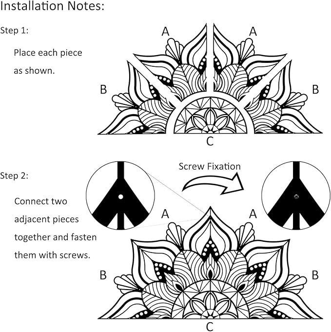 ESTART Large Metal Mandala Wall Decor, Unique Lotus Flower Wall Art for Home Room Bedroom Office Indoor Outdoor Decoration (White)