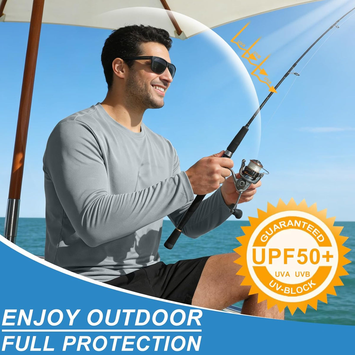 Skiennix Long Sleeve Rash Guard - UPF 50+ Sun Protection & Moisture-Wicking T-Shirt for Men