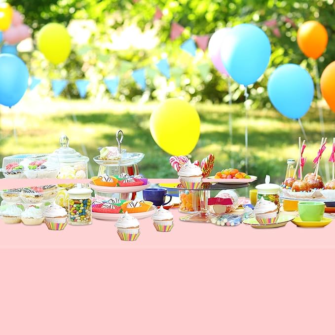 WNINK 6 Pack Plastic Light Pink Tablecloths for Parties Disposable Table Covers 54" x 108" Baby Pale Pink Pastel for Baby Shower Party, Parties Bridal Shower, Engagement Wedding,Holiday Birthday