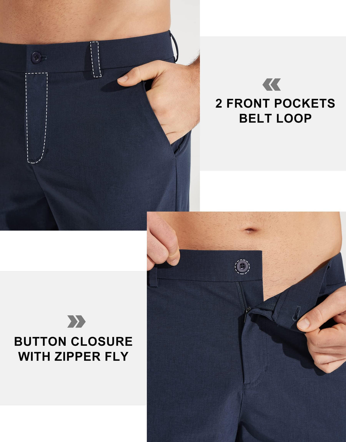 Libin Mens Golf Pants Classic Fit Stretch Work Dress Pants 32" Quick Dry Lightweight Business Casual Trousers Comfort Water Resistant, Navy Blue, 35W x 32L