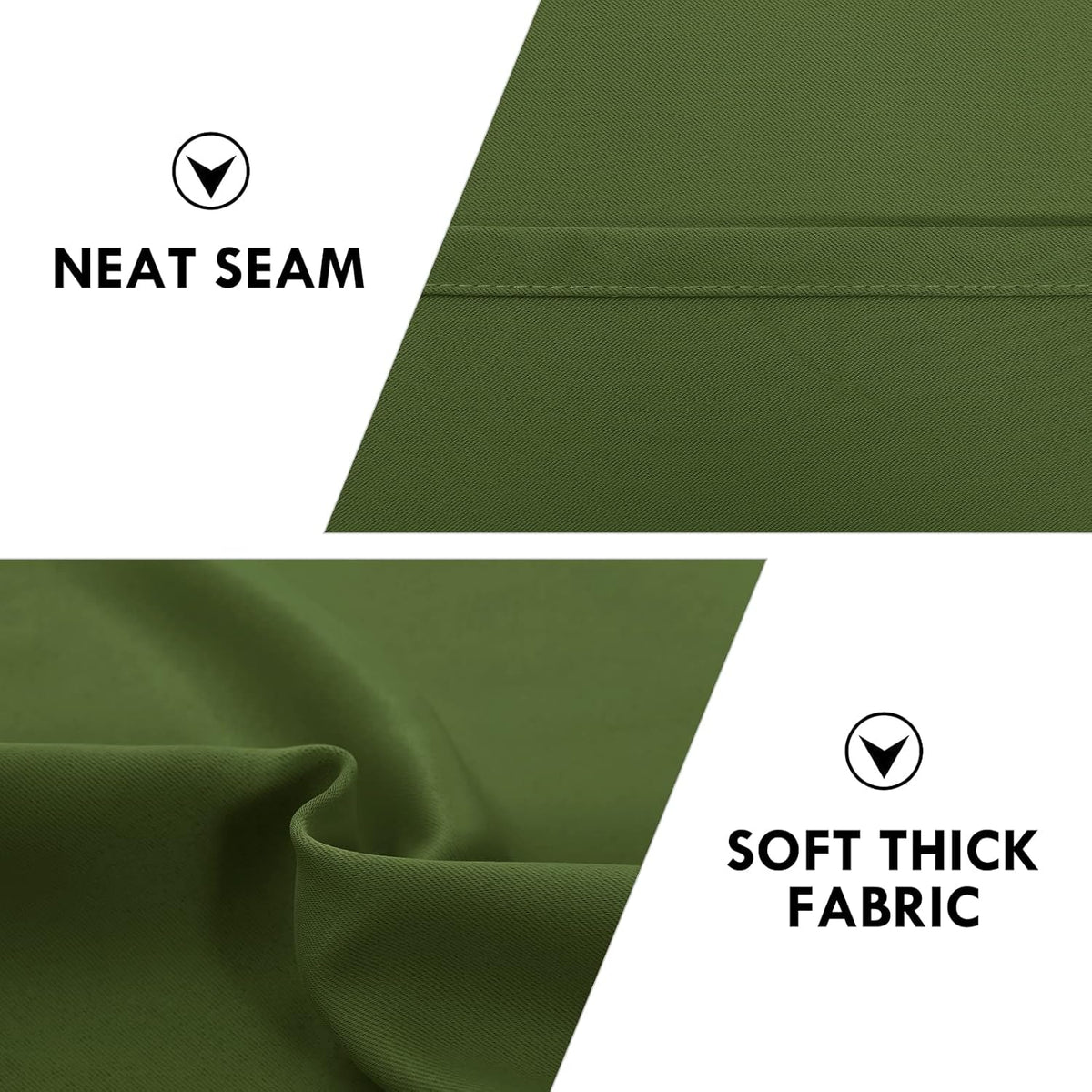 DWCN Olive Green Room Darkening Blackout Curtains - Thermal Insulated Privacy Energy Saving Window Curtain Drapes 38 x 72 inch Length, Set of 2 Bedroom Living Room Curtains