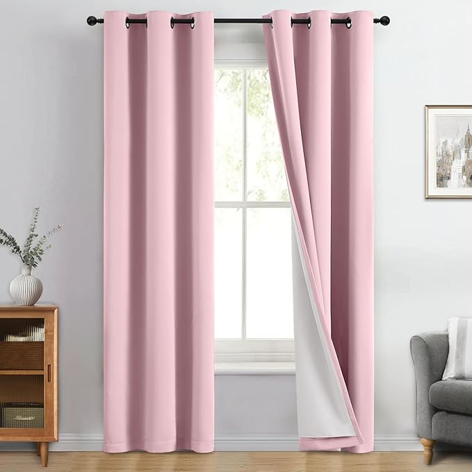 Yakamok 100% Blackout Curtain Panels 84 inches Cold and Light Blocking Drapes