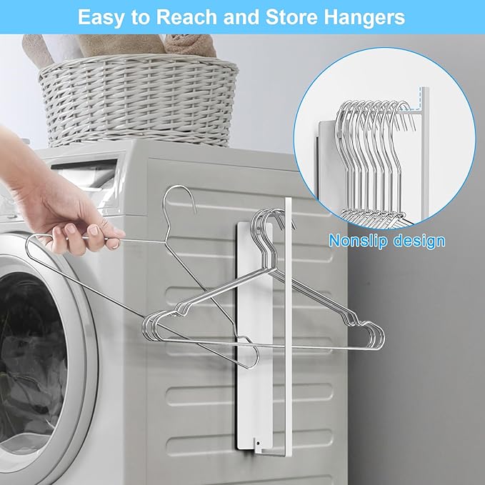 Hanger Organizer Magnetic Hanger Holder for Washing Machine Laundry Room Organization,Clothes Hangers Stacker Coat Hanger Stacker Stand Rack for Adult Kids Velvet Pants Hangers Storage