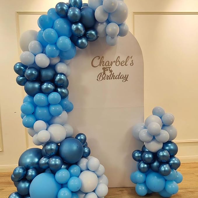 Blue Balloon Set 60Pcs 12 Inch Metallic Chrome Pearl Light Blue Latex Balloons Macaron Baby Helium Balloon for Birthday Baby Shower Winter Wedding Blue Party Decorations