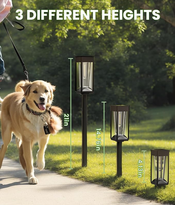 BITPOTT Solar Lights Outdoor, 2-in-1 Warm&Cool, 2 Pack Bright Solar Pathway Lights Waterproof IP65, Long Lasting Solar Path Light for Yard, Patio, Lawn, Garden, Landscape Decoration Lighting