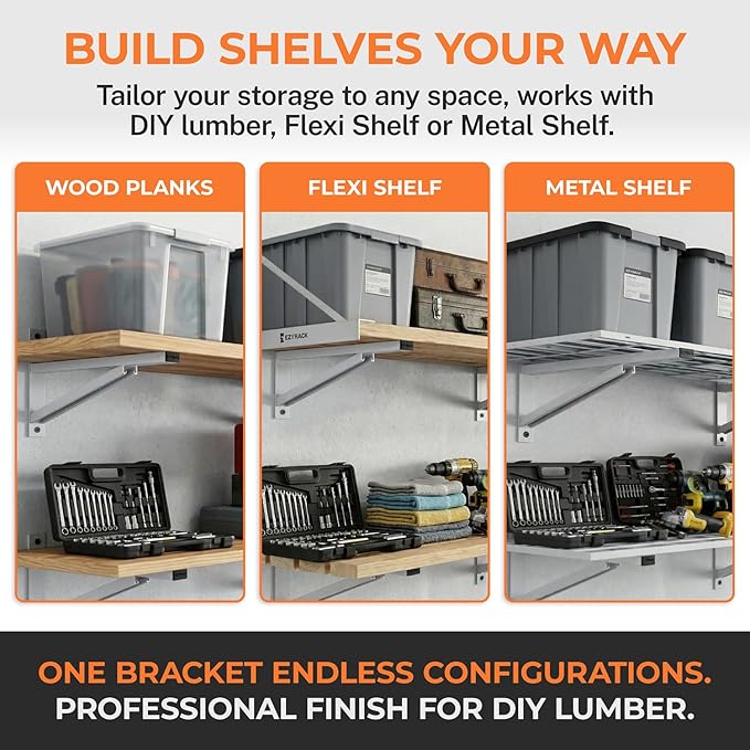 Heavy Duty Metal Brackets for Garage Wall Shelving, Modular Wall Mounted