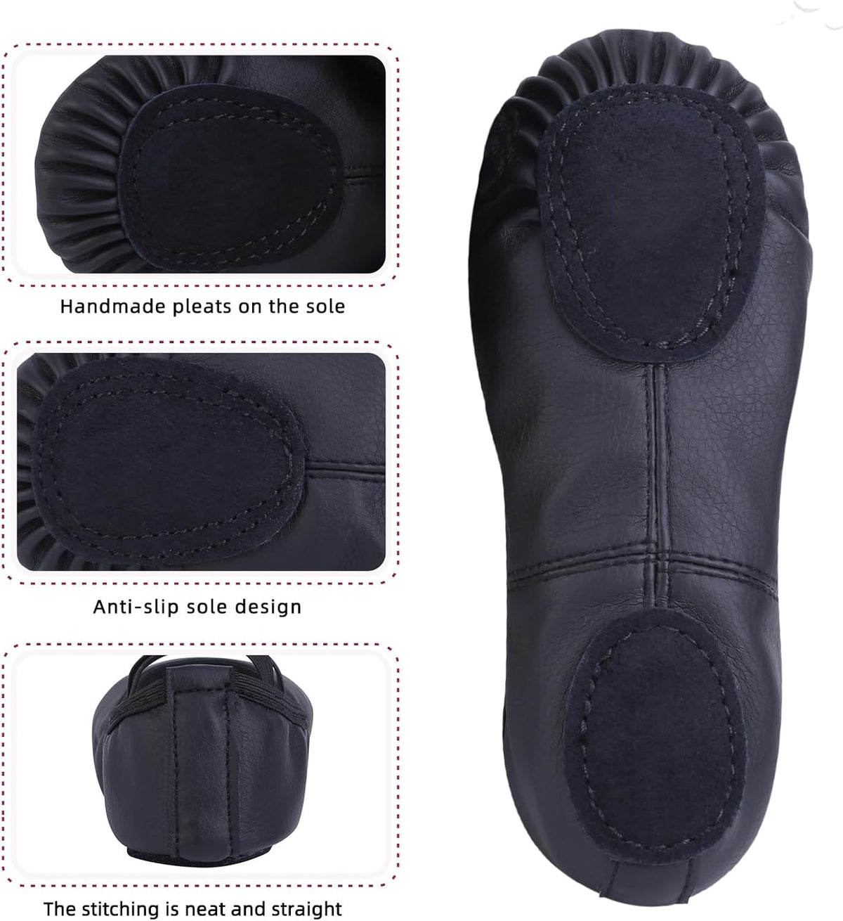 Skiennix Girls Ballet Shoes - Soft Leather Slippers for Toddlers, Little & Big Kids